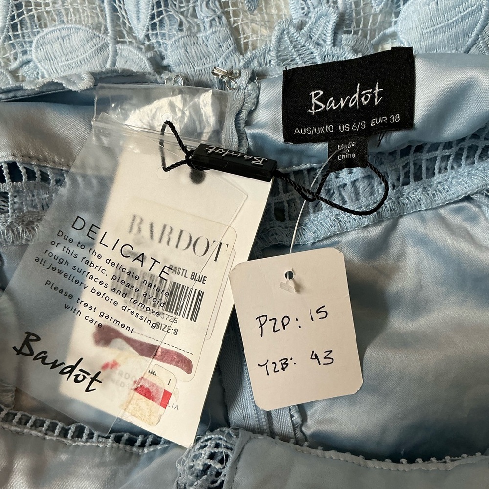 Bardot Pastel Blue Lace Halter Neck Midi Dress | US 6 / Small | NWT - Picture 7 of 10